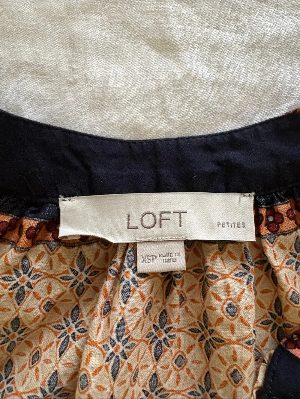 Loft Striped Pattern Blouse in Navy and Rust